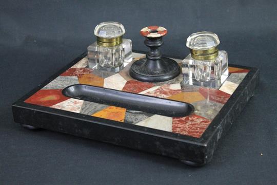 19TH CENTURY PIETRA DURA SPECIMEN heavy tapered rectangular form