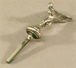 A SMALL CHROME-PLATED SPIRIT OF ECSTASY CAR MASCOT unmarked.  7cm(excluding screw fitting)  Minor