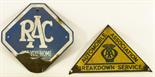 AN ENAMEL AA BREAKDOWN SERVICE SIGN of triangular single sided form^ 19cm x 31cm and an RAC `Get You