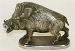 AN EARLY 20TH CENTURY CAST AND PLATED CAR MASCOT naturalistically modelled and cast as a wild