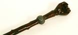 A HAWTHORN WALKING STICK with carved fist handle^ lead mount and typical tapering shaft.  100cm(L)