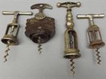 Four steel corkscrews including "The Zig Zag" and "The Surprise".