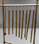 A Victorian "Harringtons Patent" tubular bells in brass on stand, height 137cm.