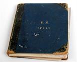 A late Victorian album inscribed 'Italy EM' containing watercolours and writings.