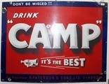 A good large enamelled 'Drink CAMP It's the Best' advertising sign in red, white and blue, 77 x