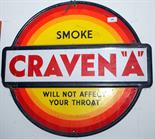 A circle and bar 'Smoke Craven "A" Will Not Affect Your Throat' enamel advertising sign, 61.5 x