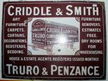 A 'Criddle and Smith Truro and Penzance' enamel advertising sign, 92 x 69cm. Condition Report: