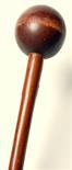 An African Zulu knobkerrie club apparently carved with lettering "BX", length 58cm.