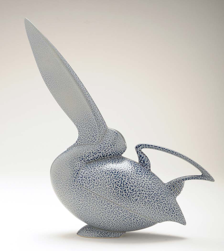 Anthony Theakston Pelican jug, signed to base, semiporcelain ceramic