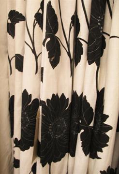 Curtains A Pair Cream With Large Black Flowers With Blackout