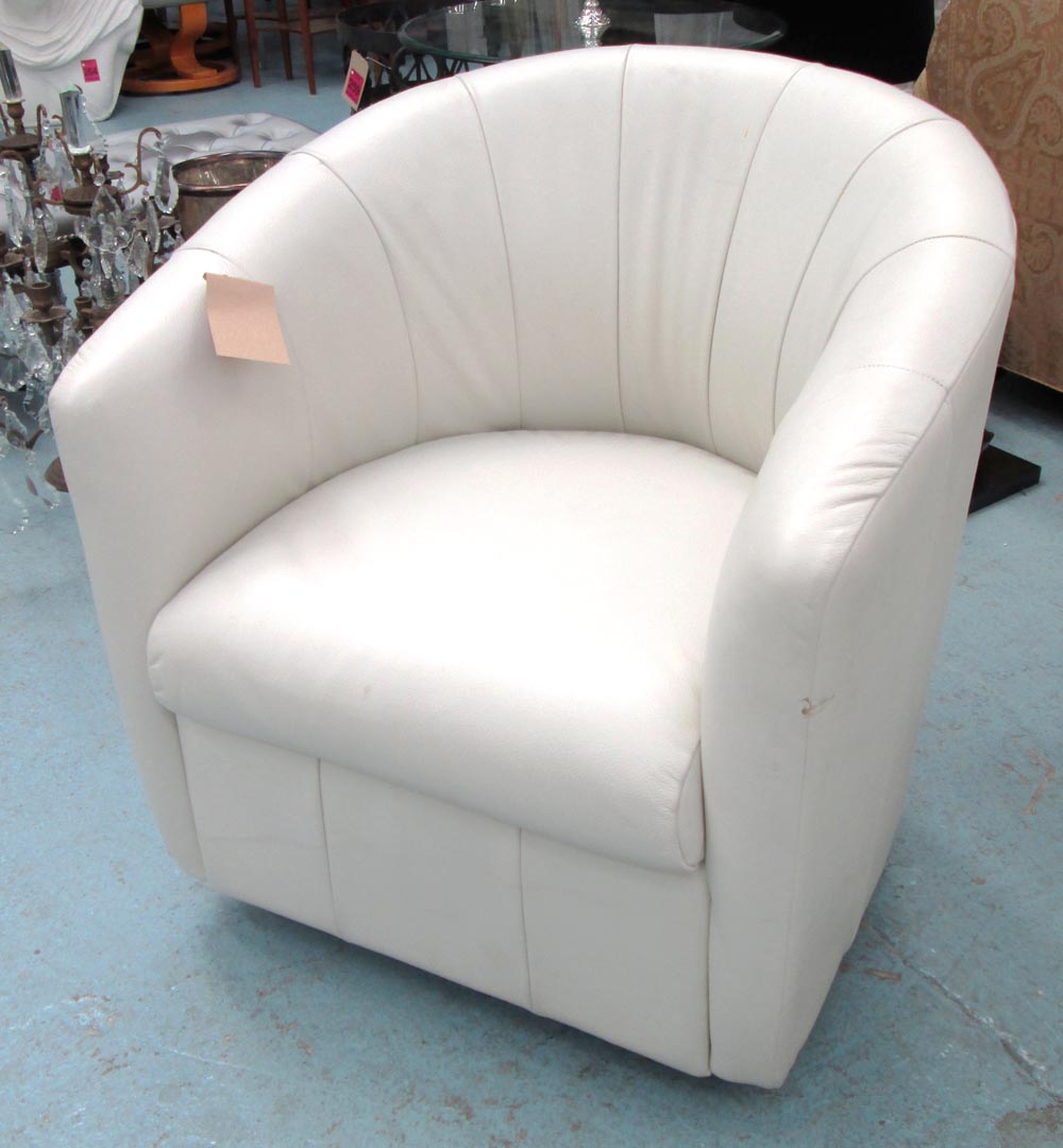 ARMCHAIR, swivel tub chair, reputedly by Natuzzi. (with faults)