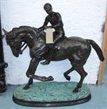 AFTER BONHEUR, 'Jockey and horse', bronze, 102cm H.