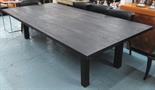 DINING TABLE, in black sandblasted oak finish and two extra leaves 130cm x 280cm L. reputedly made