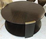 JULIAN CHICHESTER LOW TABLE, simulated macasser ebony and chrome bound of two circular segment