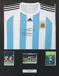 FRAMED MARADONA, shirt signed, 88cm x 68cm.