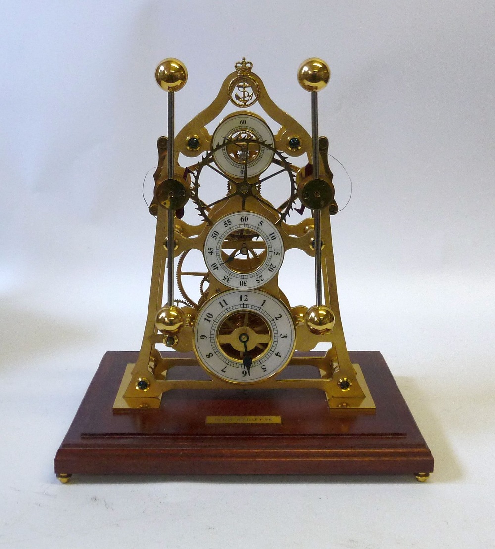 JOHN HARRISON TYPE `SEA BLOCK` BRASS FRAMED SKELETON CLOCK, with