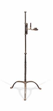 An English Floor Standing Wrought Iron Rushlight Circa 1800 With