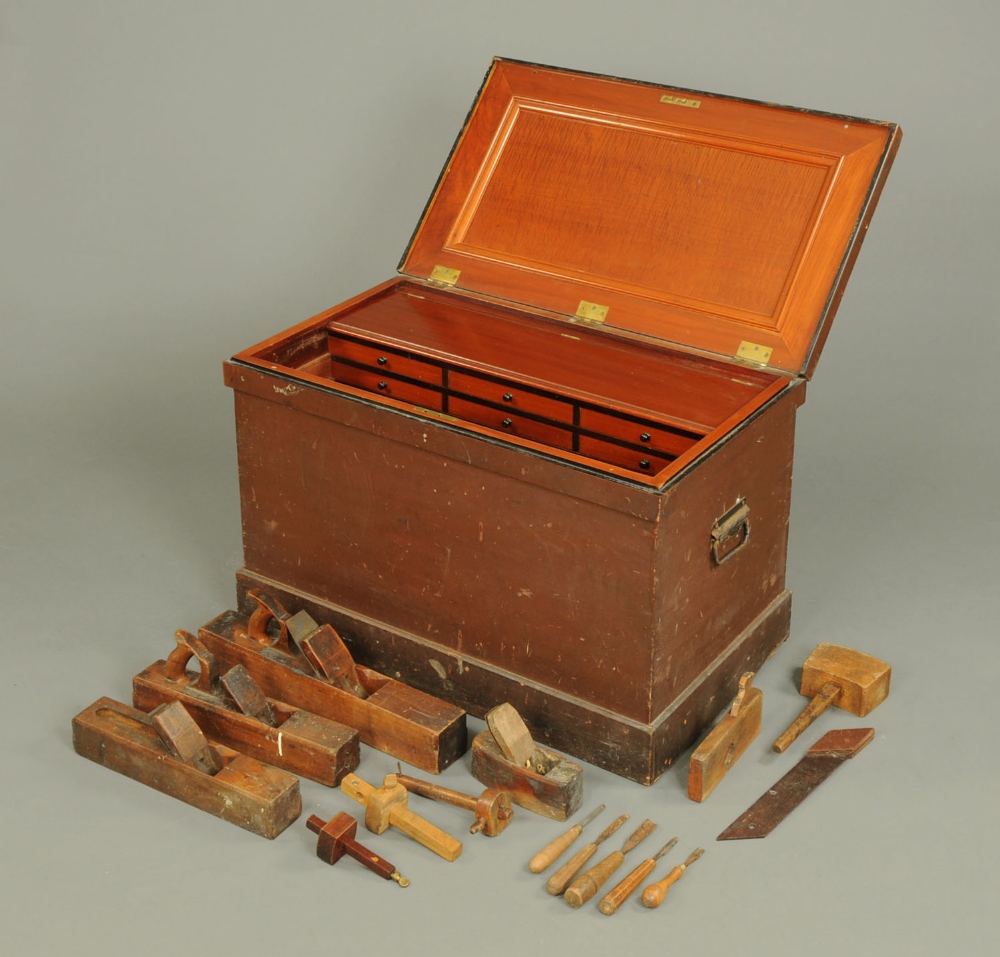 A Victorian makers tool chest, with well fitted interior in