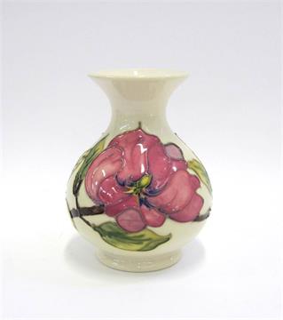 A Moorcroft Pottery Magnolia Pattern Vase Decorated With Pink