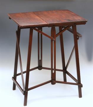 A Hatherley Patent Folding Wooden Campaign Table With Plain