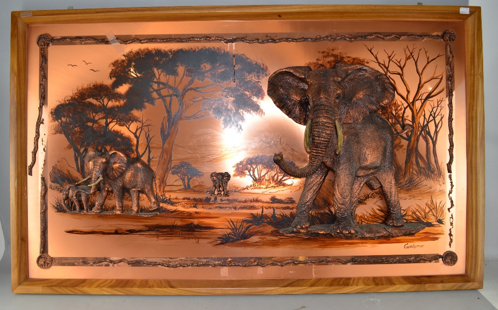 Gastone, Picture 3D Copper Art, African Elephants