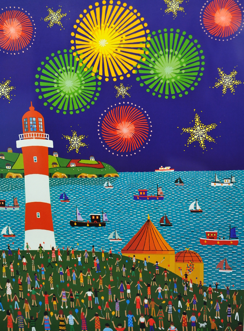 BRIAN POLLARD signed limited edition poster `Fireworks`, 43cm x 32cm