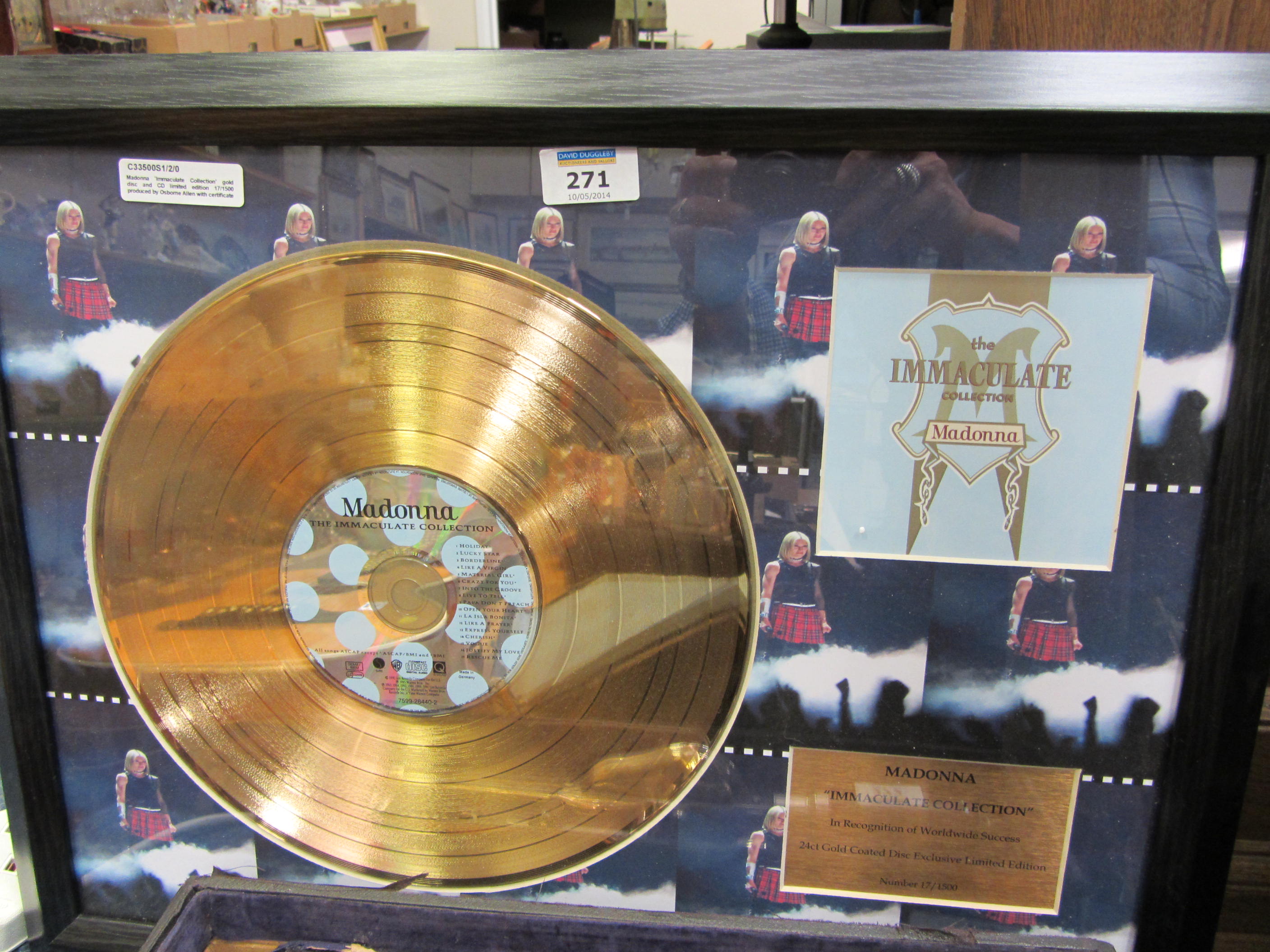 Madonna Immaculate Collection Gold Disc And Cd Limited Edition 17 1500 Produced By Osborne Alle