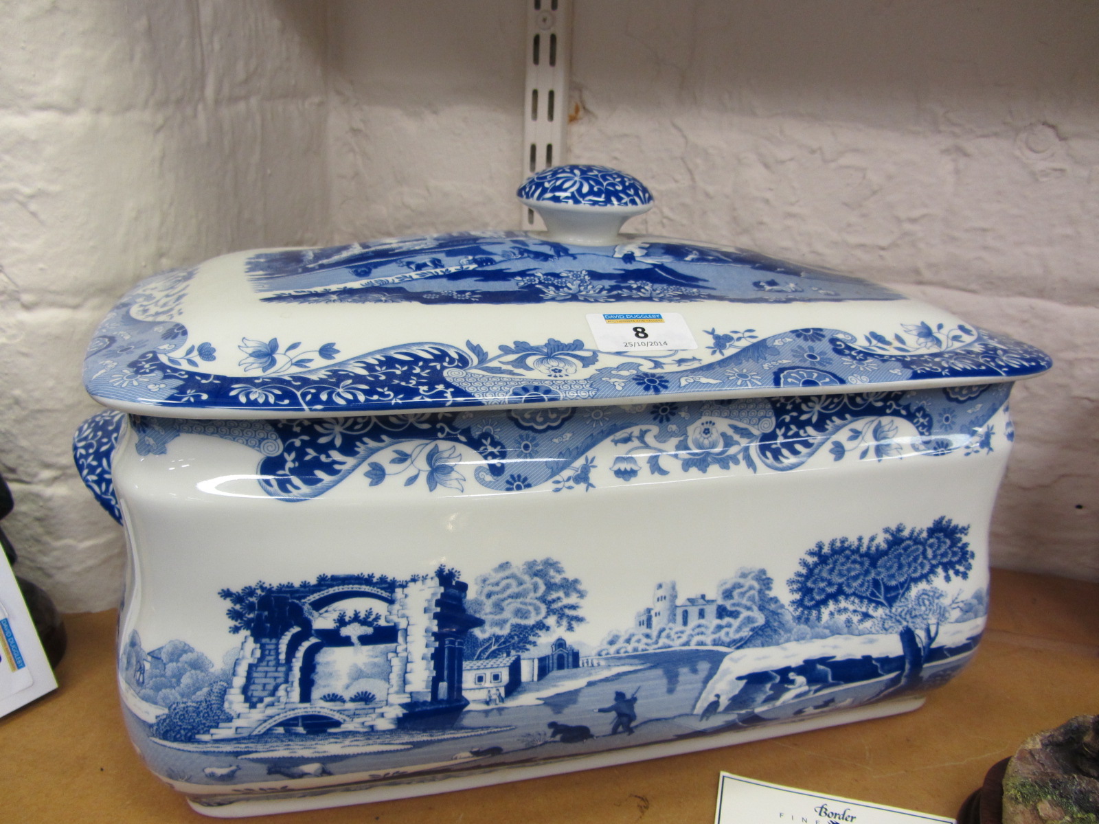 Spode Blue Italian bread bin, L38cm
