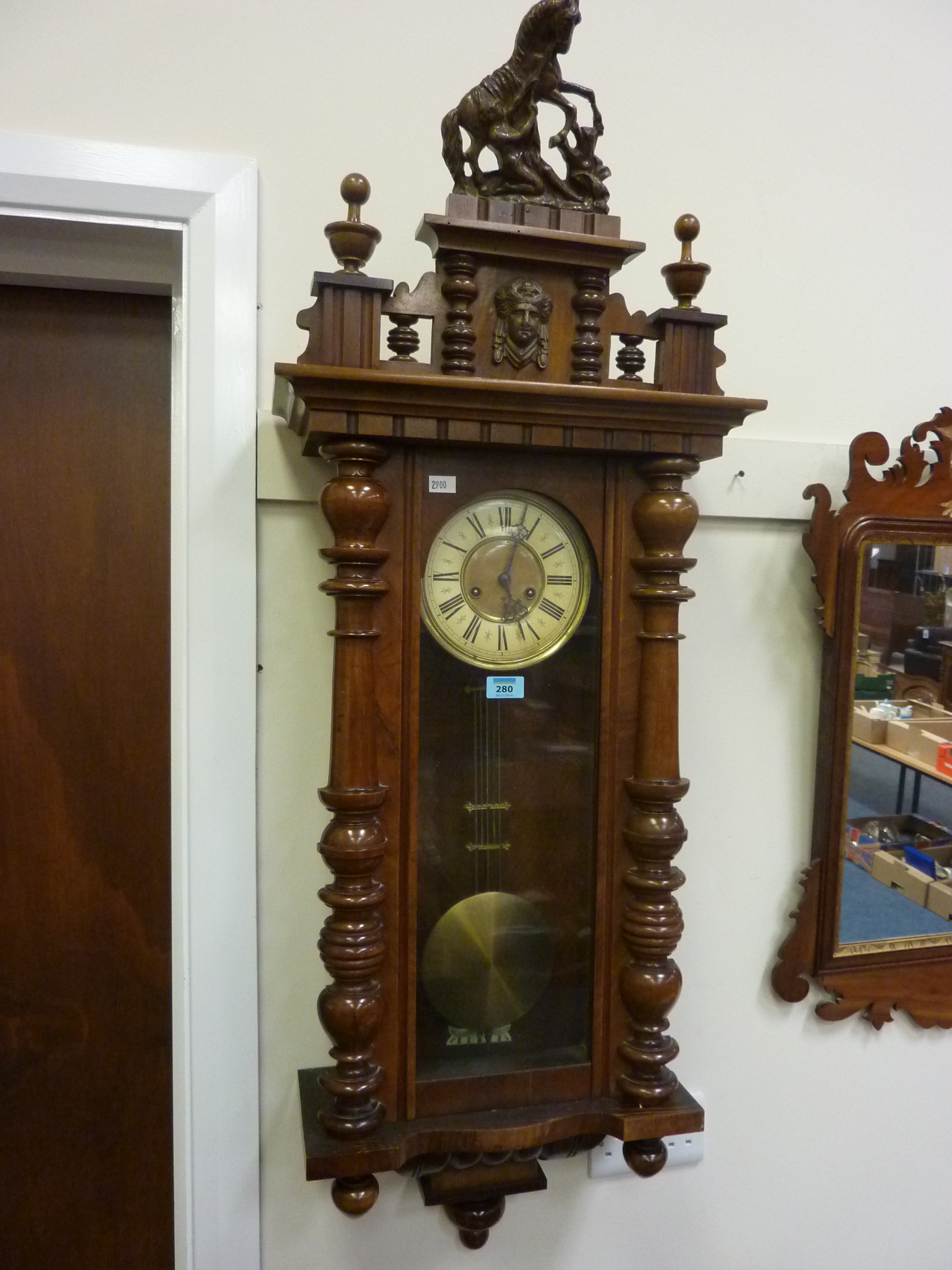 Late 19th century Gustav Becker Vienna wall clock in walnut case with