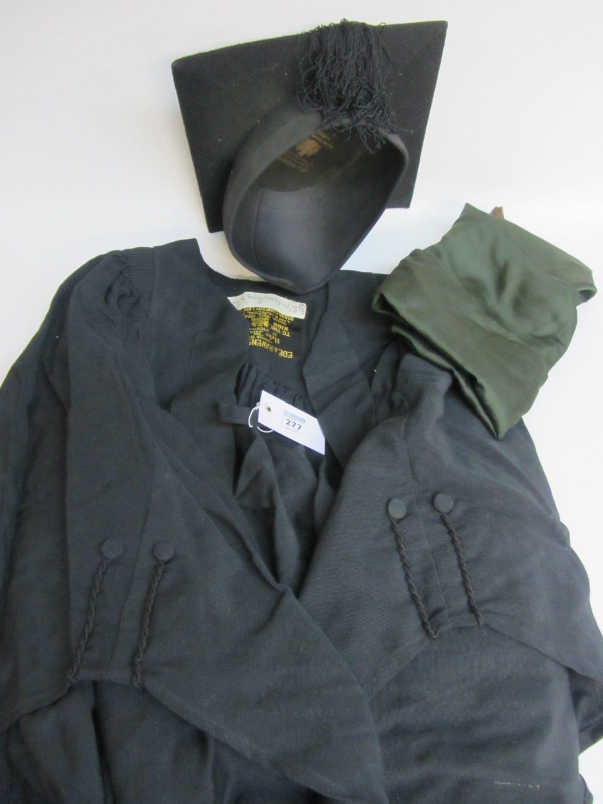 Early th Century Ede Ravenscroft Mortar Board Gown And Green Hood