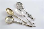 TWO LATE 19TH / EARLY 20TH CENTURY DUTCH DECORATIVE SPOONS another silvergilt example & a silvergilt