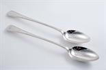 A PAIR OF VICTORIAN BEAD PATTERN BASTING OR SERVING SPOONS (double struck), by Henry Wilkinson,