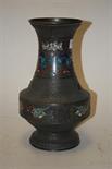 A Chinese bronzed metal and champleve enamel inlaid vase