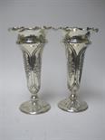 Pair of Edward VII Vases with embossed panels, Sheffield 1905
