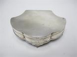 A George V fan shape Trinket Box with engine turned hinged lid on scroll supports, Birmingham