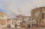 GUISEPPE DRUGMAN (1821-1846) ’A Market Place, Parma’ watercolour with ink inscriptions ‘Parme-