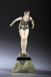 FERDINAND PREISSDIVERcold painted bronze and carved ivory on onyx and marble base, 24cm h, stamped