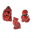 THREE BERNARD MOORE FLAMBÉ ANIMALScomprising a seated monkey, puppy and cat, the first and last with
