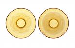 A PAIR OF GERMAN ART DECO AMBER GLASS BOWLS, DESIGNED BY H JÄGERmoulded with a frosted band of