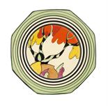 CLARICE CLIFF. AN A J WILKINSON HONOLULU OCTAGONAL PLATE23cm w, printed Bizarre mark, 1933In fine