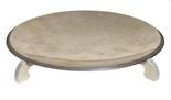 A GERMAN ART DECO SILVER DISHon four outset ivory feet, 27cm diam, control marks, maker`s mark