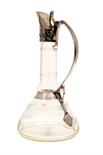 A CARL DEFFNER JUGENDSTIL EPNS CLARET JUGthe glass body engraved with four rows of sinuous lines,