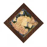 A DELLA ROBBIA PLAQUE BY HAROLD RATHBONEsculpted and painted with the head of a herald angel and