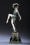 FERDINAND PREISSAUTUMN DANCERcold painted bronze and carved ivory on onyx and marble base, 38cm h,