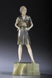 FERDINAND PREISSGAMINEcold painted bronze and carved ivory on onyx base, 24cm h, engraved