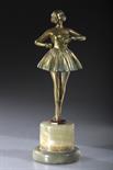 JOSEF LORENZL BALLERINAgilt and patinated bronze, on turned onyx base, stamped R. Lor and AUSTRIA,