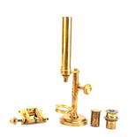 A brass, Compound Micro­scope, on circular foot, engraved `T & H Doublet`s Improved, City Road,