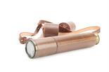 A Broadhurst Clarkson & Co. Telescope, brass and leather covered, F-G, haze and fungus to optics