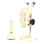 Modern Binocular Micro­scopes: Wild, in cream, Zeiss dissecting, in grey and Leitz, in grey, without