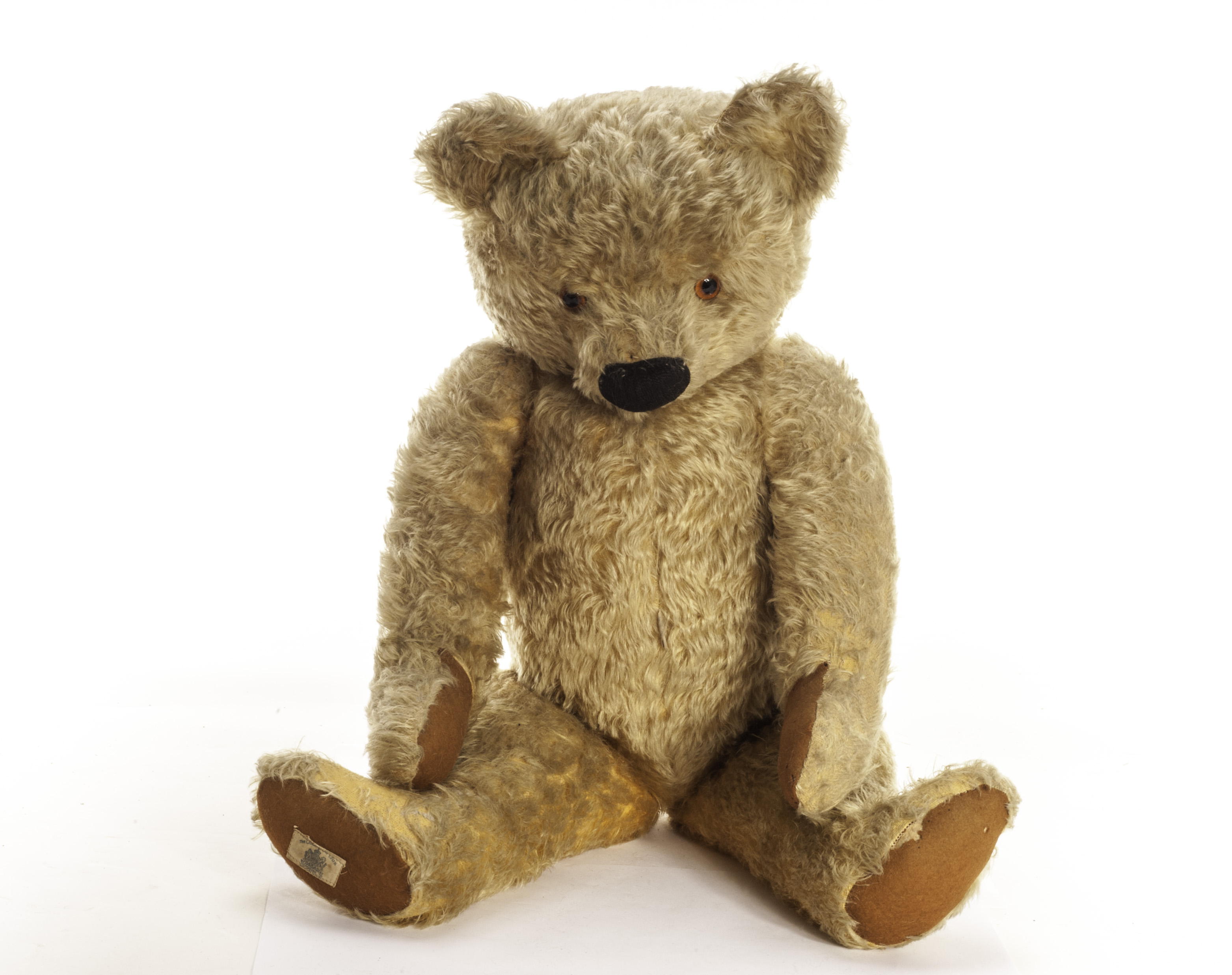 A large Chad Valley Teddy Bear, 1950s, with golden mohair, orange and